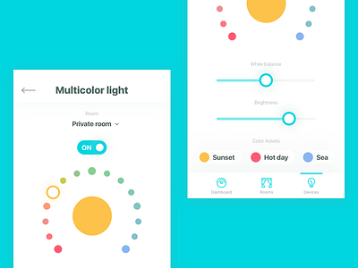 Smart Home App app brightness color home light picker slider smart switch tags ui
