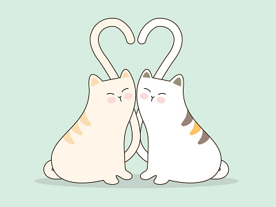 Purrfect couple cat cats couple heart illustration love pets purrfect