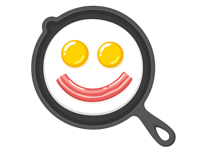 Eggs and Bacon bacon breakfast cartoon eggs fried morning skillet smile vector