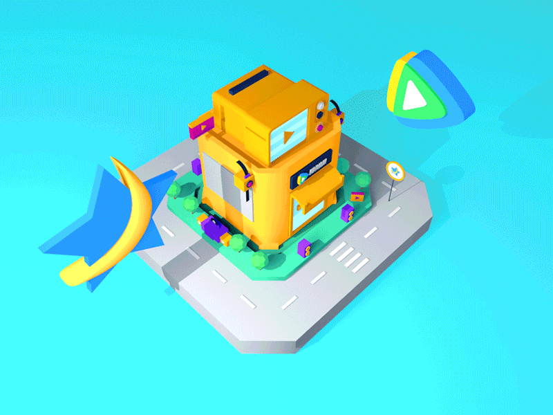Tencent Video House 3d animation c4d gif house motion tv