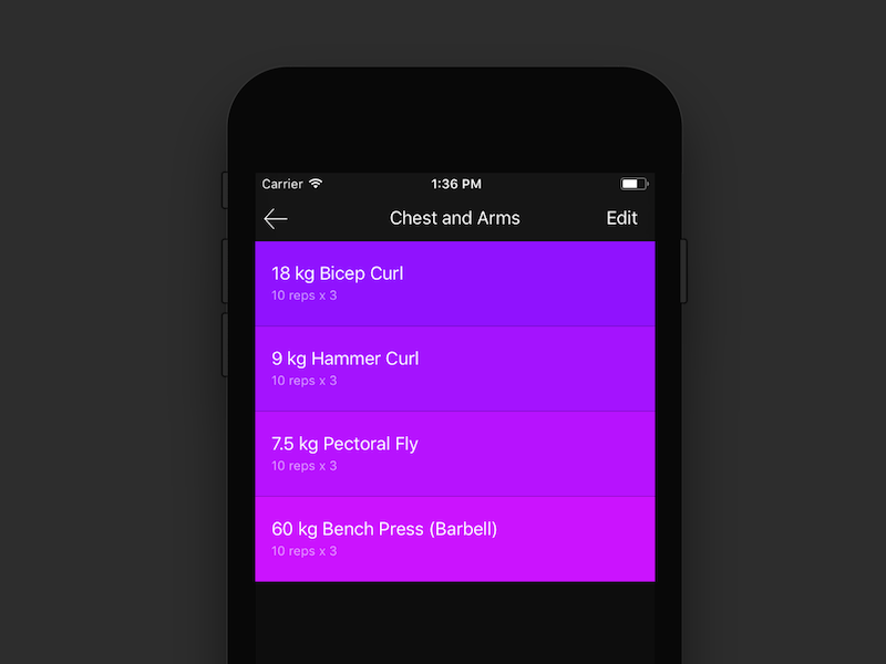 Exercise Weight Graph chart fitness graph gym mobile swift ui ux