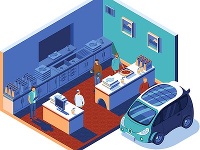 Food Delivery car delivery food illustration illustrator isometric street vector