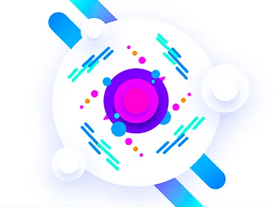 Orbit clean colorful comets design galaxy illustration orbit planets white