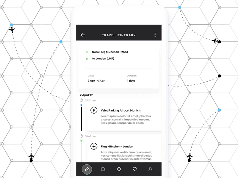 Travel Itinerary App pt2 booking feed flight gif hotel interaction ios itinerary planning profile timeline travel