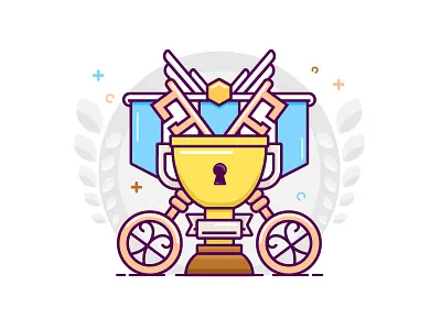 Key to success banner cup illustration key medal trophy