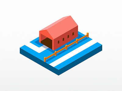 Barn Illustration colorful dimensional drawing flat illustration isometric material design