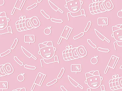 Butcher pattern butcher icon knife line meat pattern roast sausage