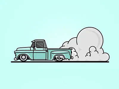 BurnOut 1956 chevy smoke truck vector