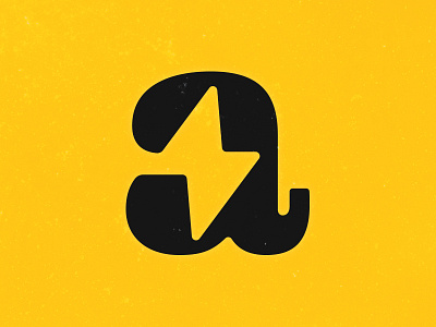 "a" Icon a black bolt brand clean icon lightning logo lowercase simple slab yellow