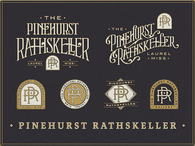 Pinehurst Rathskeller Identity System badge city beautiful classy icon identity identity system laurel logo mississippi pinehurst rathskeller