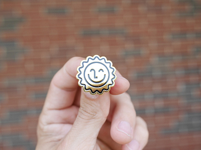 Mr. Happy Sun enamel pin gold sun