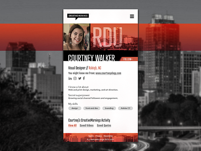 CreativeMornings User Profile // Daily UI 006 006 creative daily design mobile mornings profile raleigh rdu ui user ux