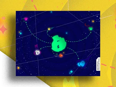 Asteroid Encounters asteroids earth galaxy gradient illustration infographic meteors paths poster space stars universe