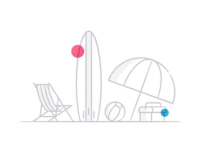 Reisefieber ball beach chair icon iconography icons illustration sun surf vacation