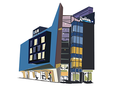 Glasgow Radisson architecture cool buildings glasgow screen print vector