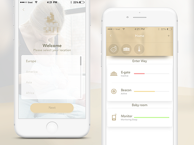 Baby Monitor IOS Mobile App app baby clean home interface ios mobile monitor ui ux