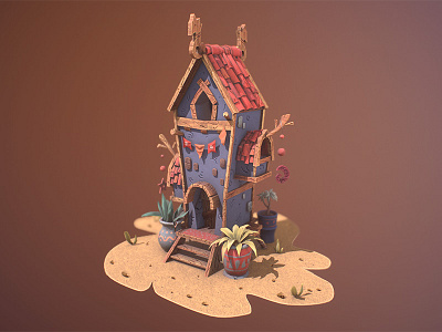 Stone House 3d concept game art