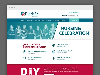 Freeman Health System charity donate donation fundraising homepage hospital non profit site ui ux web website