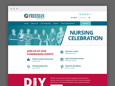 Freeman Health System charity donate donation fundraising homepage hospital non profit site ui ux web website