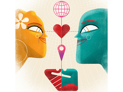 Love Knows No Boundaries character design couple in love digital illustration editorial illustration freelance illustrator interracial love love personal work spot illustration woman and man