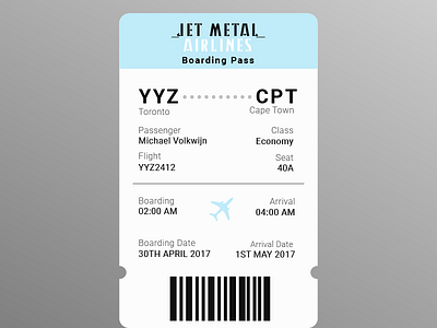 Daily Ui 024 Boarding Pass boarding pass daily ui 024 dailyui graphic design ios mobile travel typography ui ui design user interface web design