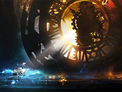 Clockwork animation art blue clock clockwork digital gif orange time video wallpaper