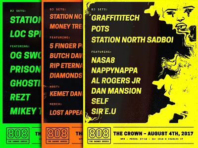 808 - The Sadboi Series posters. gig poster neon poster