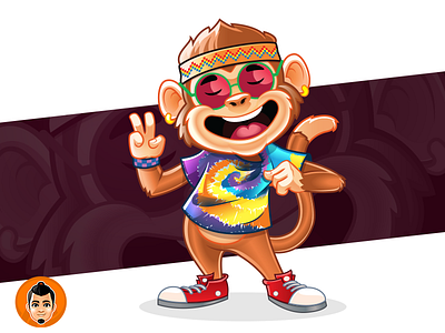 Hippie Monkey Mascot dye happy monkey peace shirt