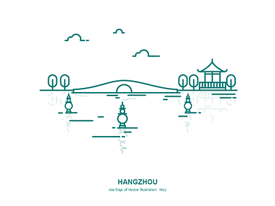 100 Days of Vector Illustration No.7 - Hangzhou china city hangzhou illustration lake outline vector west lake