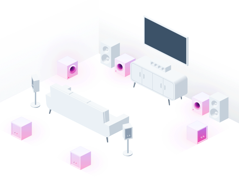 Subwoofer Placement Infographic animation color illustration infographic