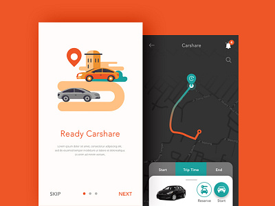 Carshare car loading page map mobile design ui ux