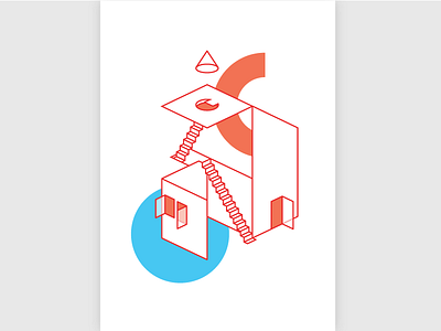 postcard for a community event isometric outline postcard space