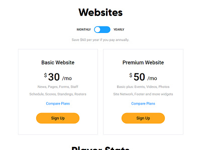 Pricing Page baseball basketball football hockey lacrosse soccer