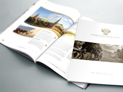 Rail Vacation Brochure Design grid layout negative pantone print rail space train white