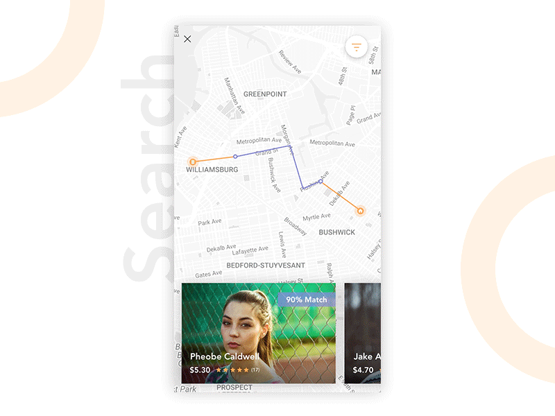 Carpool Search app carpool directions gif map mobile profile rout search transition ui