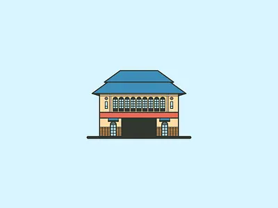 Pasar Gede Harjonagoro (Large Market) architecture building city flat illustration landmark landscape simple solo vector