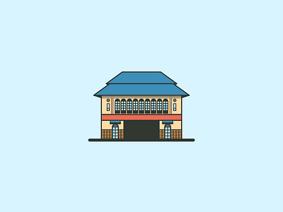 Pasar Gede Harjonagoro (Large Market) architecture building city flat illustration landmark landscape simple solo vector