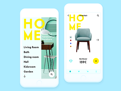 HOME app clean design furniture home interface pastel shop white