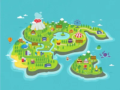 Infia Wonderland 2d design flat illustration indonesia island jakarta maps vector