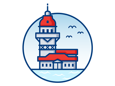 Turkish Cities İstanbul Kiz Kulesi Icon airplane anadolujet cities city concept iconset mobile app turkey turkish