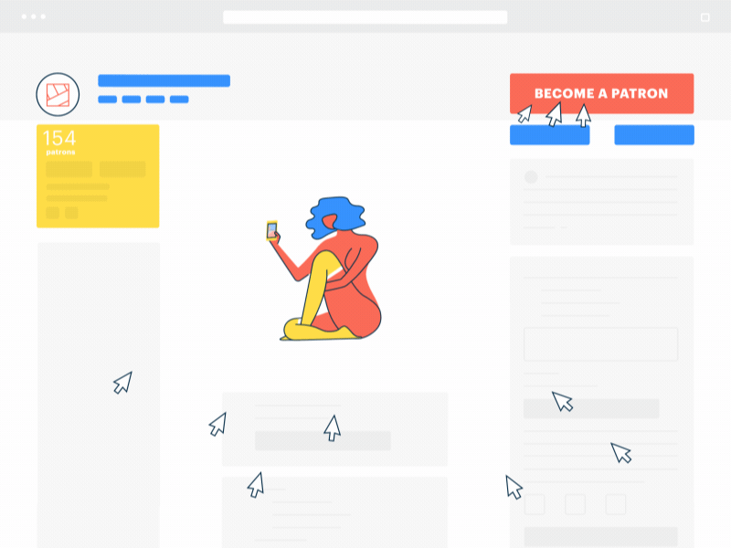 Inside Patreon illustration motion patreon ui verge web