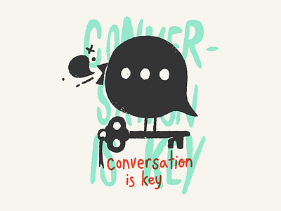 Conversation is key bird communication conversation hand icon illustration key speech texture type