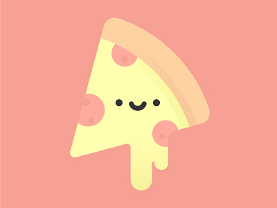 Food is my best friend cute flat food gradient illustration japanese pepperoni pink pizza smile vector