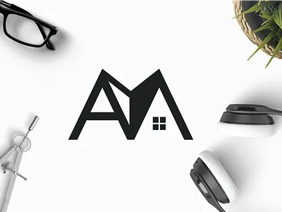 AM House a agent am construction estate letter letters logo m ma real roof