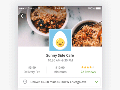 Eggsactly Header animation app eggs emoji flat food delivery illustration ios principle ui ux