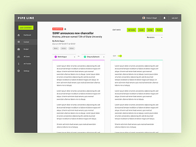 Pipe Line Split Revisions app application dashboard interface ios iphone mobile publishing ui ux web workflow