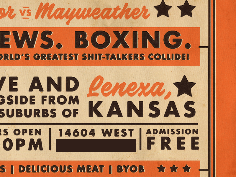 Example of BBQ. BREWS. BOXING. promo