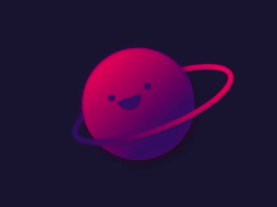 Little saturn animation app blue colors cute design flinto illustration pink sketch