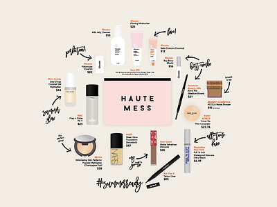 Summer Favorites anastasia beverly hills beauty becca benefit favorites glossier illustration infographic lime crime mac makeup summer