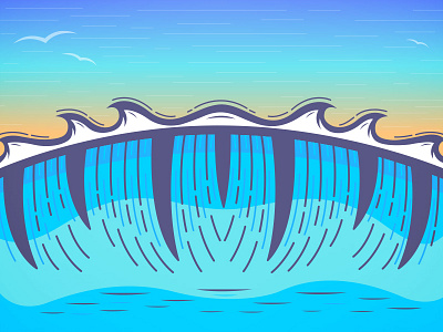 Out the back. illustration ocean pacific vector water wave waves